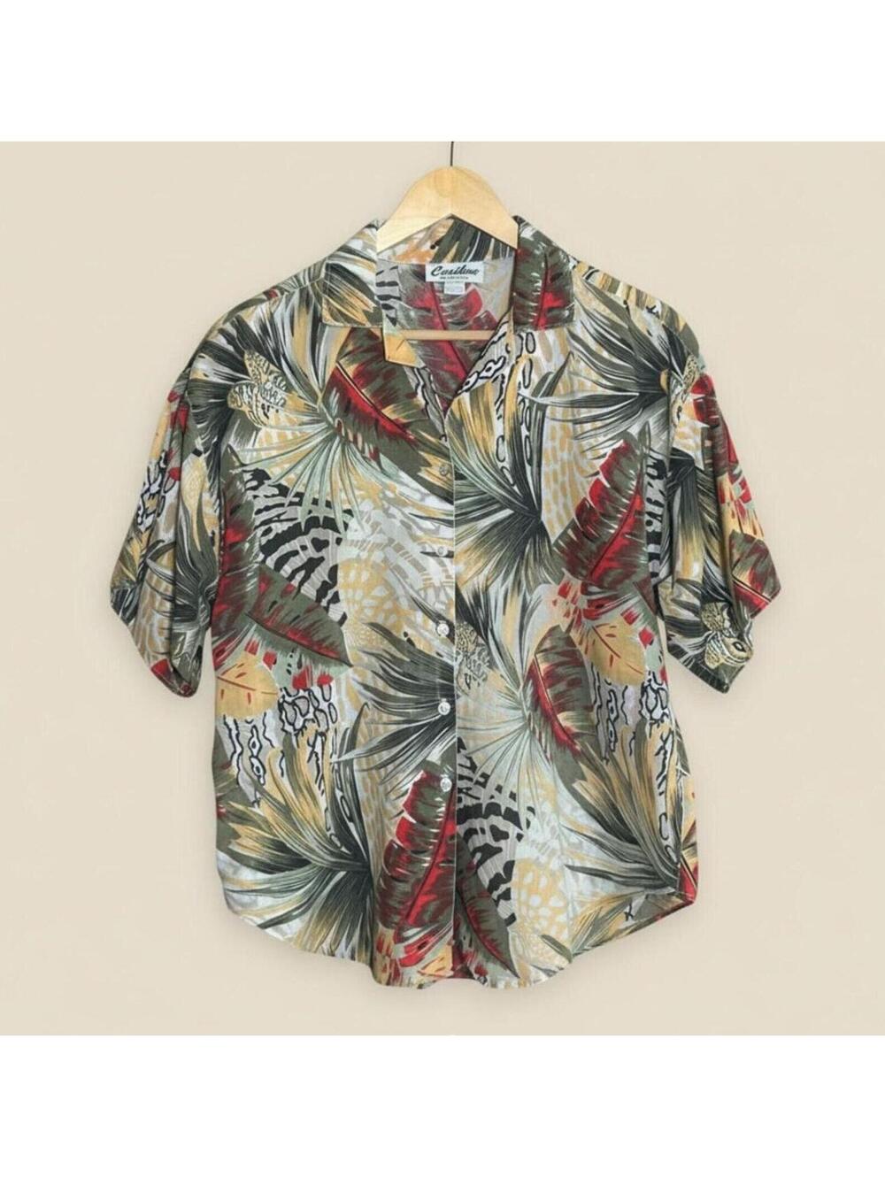 Vintage Caribou Safari Camp Short Sleeve Button Up Shirt Made in the USA Size 14